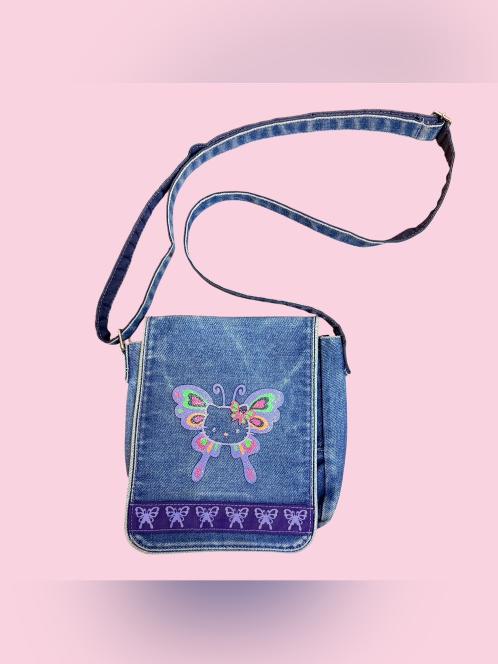 Hello Kitty butterfly denim bag
